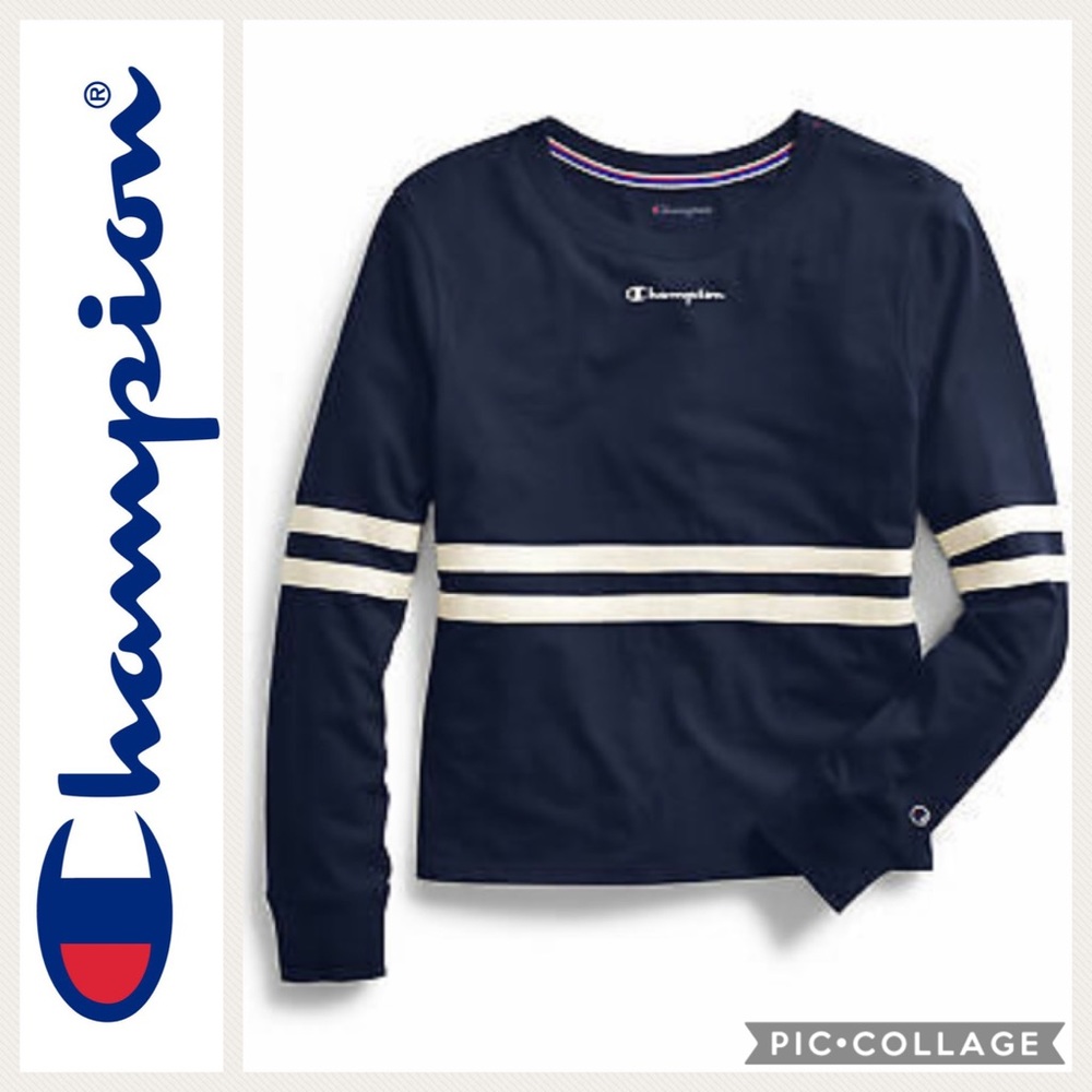 Champion Rugby Stripe L/S Tee {Nvy/Wht} S